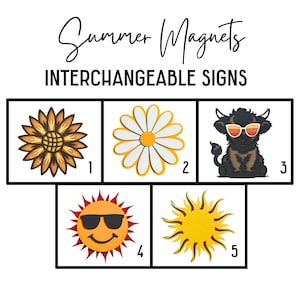 Summer Interchangeable Magnet Insert | Laser Cut Wood Magnet | Changeable Sign Magnet | Swap Magnet Insert | Interchangeable Sign Piece