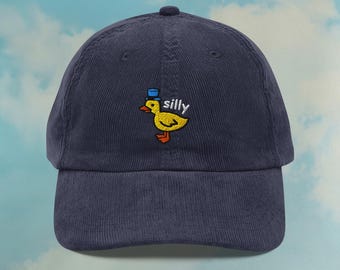 Silly Duck Corduroy Hat | Weird Silly Goose Dad Hat | Funny Silly Duck Gift Hats | Cute Duck Meme Hats | Custom Color Adjustable Embroidered