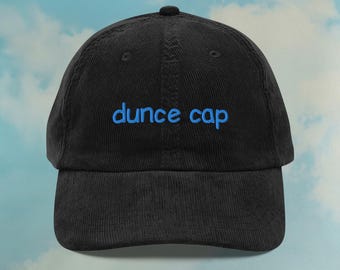 Dummkopf Mütze Cord-Hut | Erwachsenen Humor Dad Hut | Lustige Hüte | Meme Hüte | Geschenk Hut | Benutzerdefinierte Farbverstellbare gestickte Dad-Hut