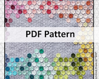 Patrón de colcha en PDF: Around the Hexie de DeannaQuilts - Colcha Hexie - Patrón de patchwork inglés con papel - Patrón de colcha con apliques - Colcha moderna