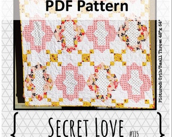 PDF Quilt Pattern: Secret Love By DeannaQuilts- Modern Quilt Pattern- small quilt pattern - large quilt pattern - modern quilt pattern