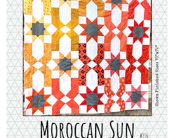 PDF Quilt Pattern: Moroccan Sun By DeannaQuilts- Modern Quilt Pattern- small quilt pattern - large quilt pattern - baby quilt pattern