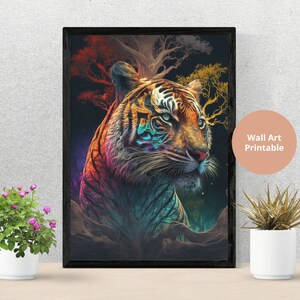 Mystischer Tiger, Hintergrund Magischer Wald, Meditation, Zen Art, Digitaler Download