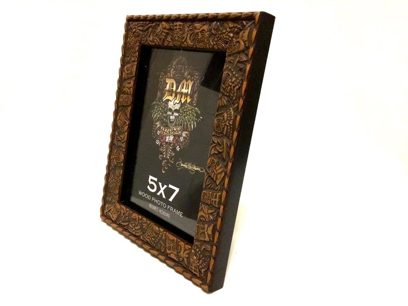 Tiki Themed Wood Picture Photo Frame In 4x6 Or 5x7 Image 0