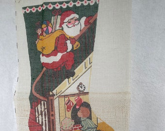 Vintage Bucilla 60392 Christmas Needlepoint Stocking