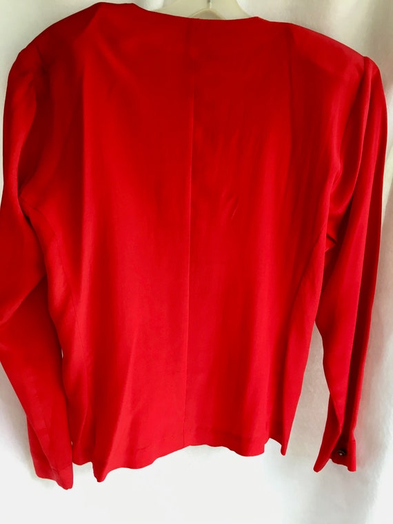 Vintage Anne Klein Red Silk Blouse Size 4 - image 2