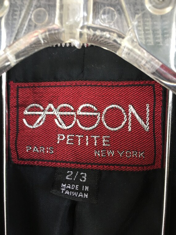 Vintage  Black Glen Plaid Suit by Sasson-Size Pet… - image 7