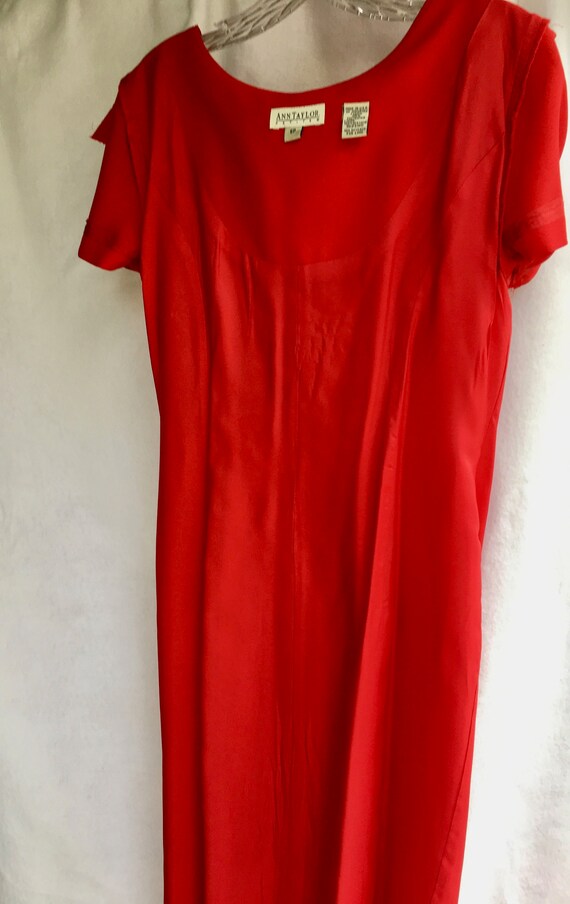 90's Ann Taylor Red Cocktail Column Dress Size 6P - image 5