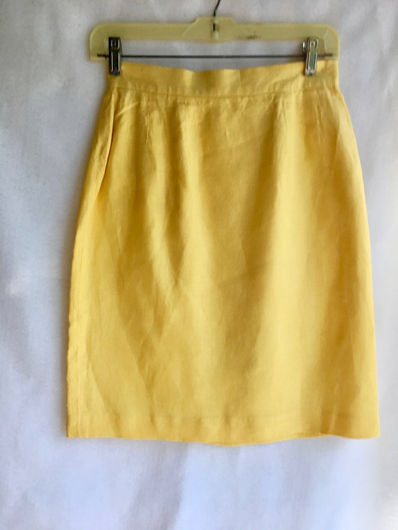 Vintage Sunny Yellow Corbin threads Linen Wrap Sk… - image 2