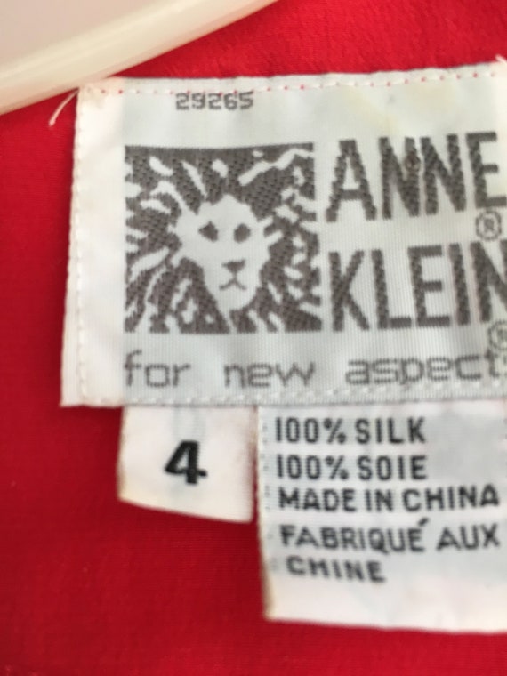Vintage Anne Klein Red Silk Blouse Size 4 - image 5
