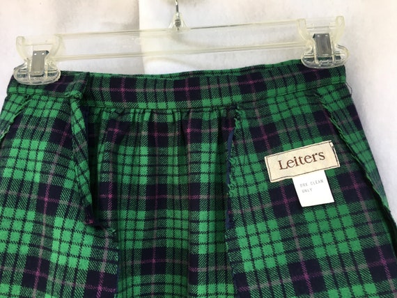 Vintage Kelly green Wool Plaid Skirt Size 6 - image 5