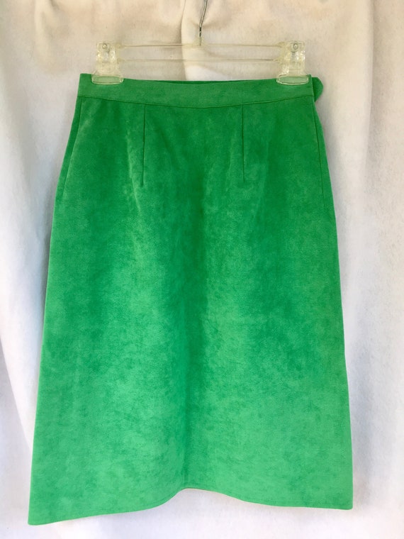 Vintage Bright Green Skinner Ultrasuede Skirt Siz… - image 2