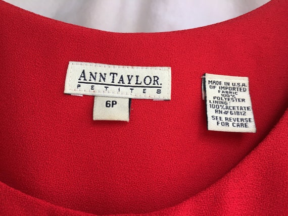 90's Ann Taylor Red Cocktail Column Dress Size 6P - image 3