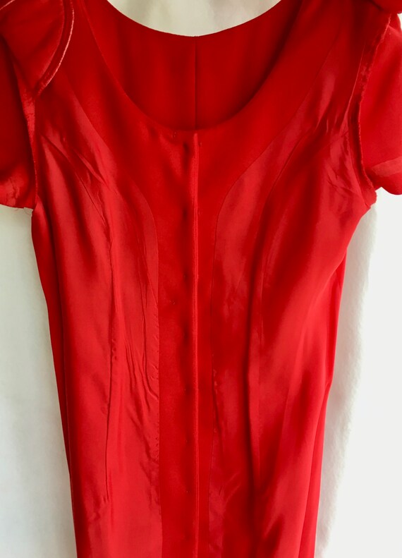 90's Ann Taylor Red Cocktail Column Dress Size 6P - image 4