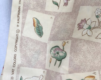 Vintage Botanical Design Chintz Fabric by P. Kaufmann-3.5 Yds