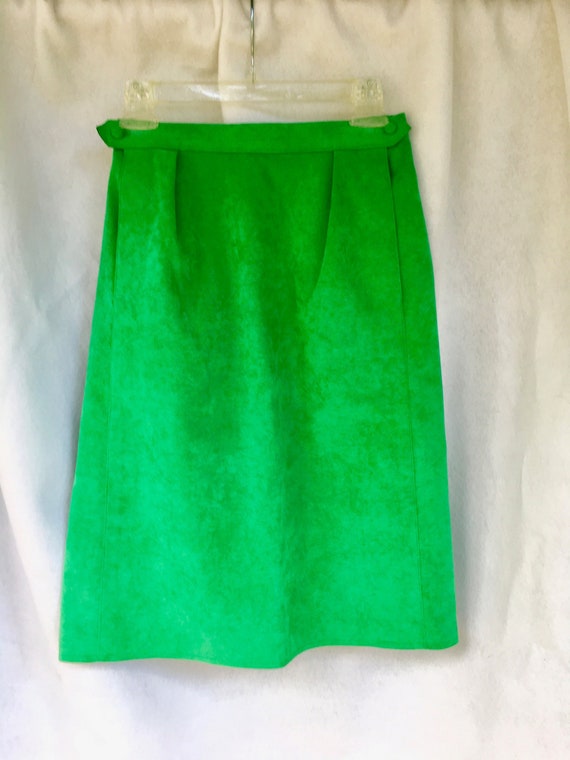 Vintage Bright Green Skinner Ultrasuede Skirt Siz… - image 1