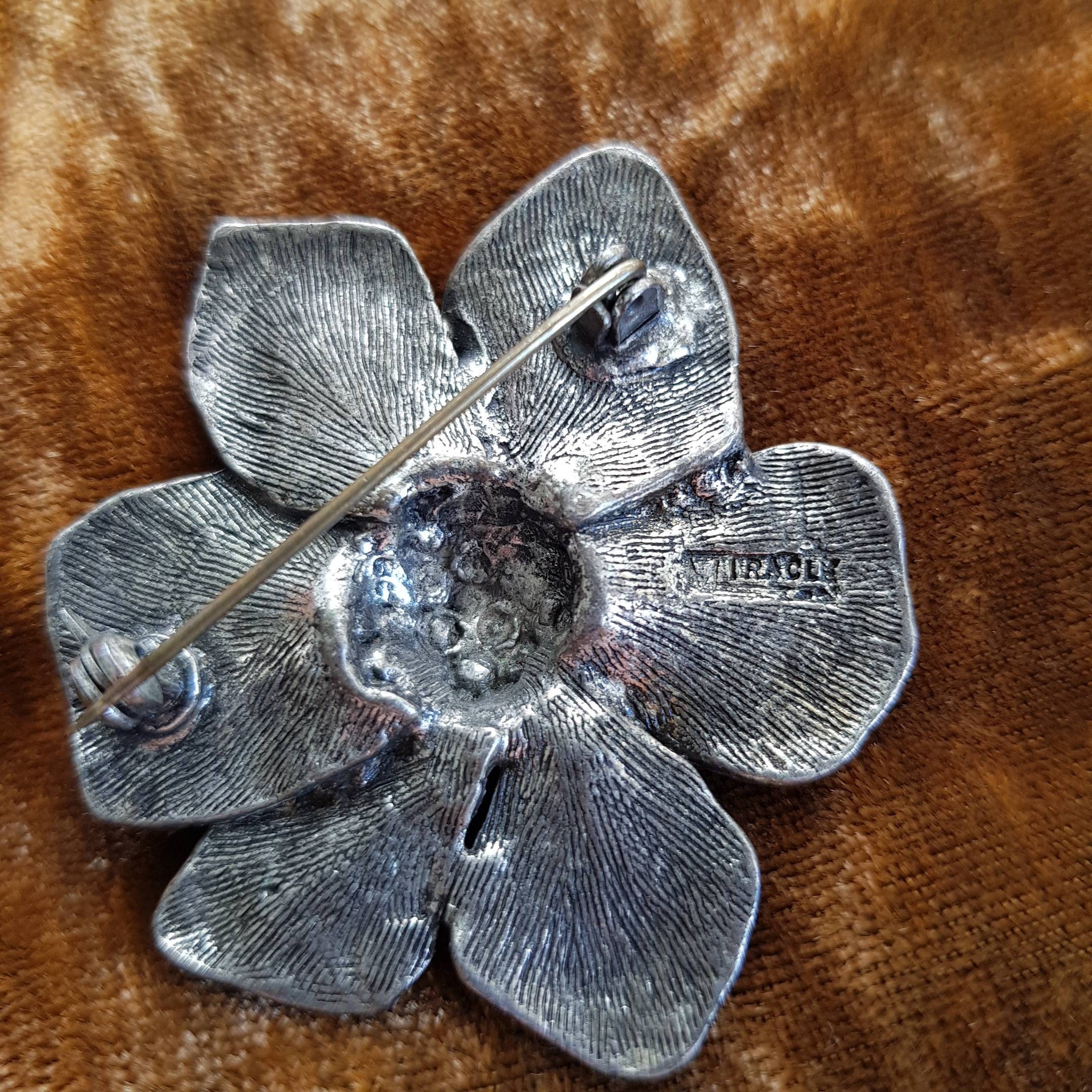 Signed vintage pewter brooch beautifully crafted by Miracle Etsy