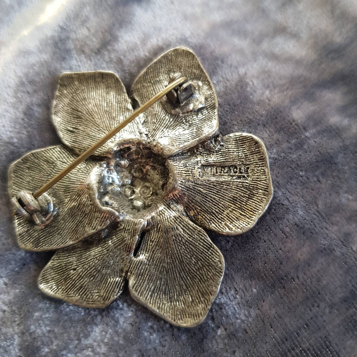 Signed vintage pewter brooch beautifully crafted by Miracle Etsy