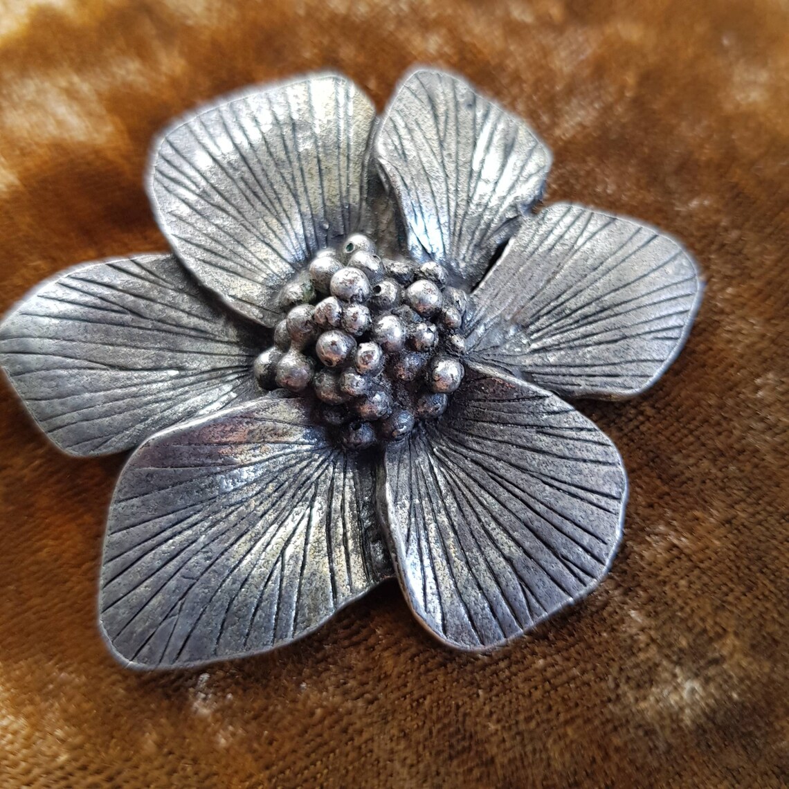 Signed vintage pewter brooch beautifully crafted by Miracle Etsy
