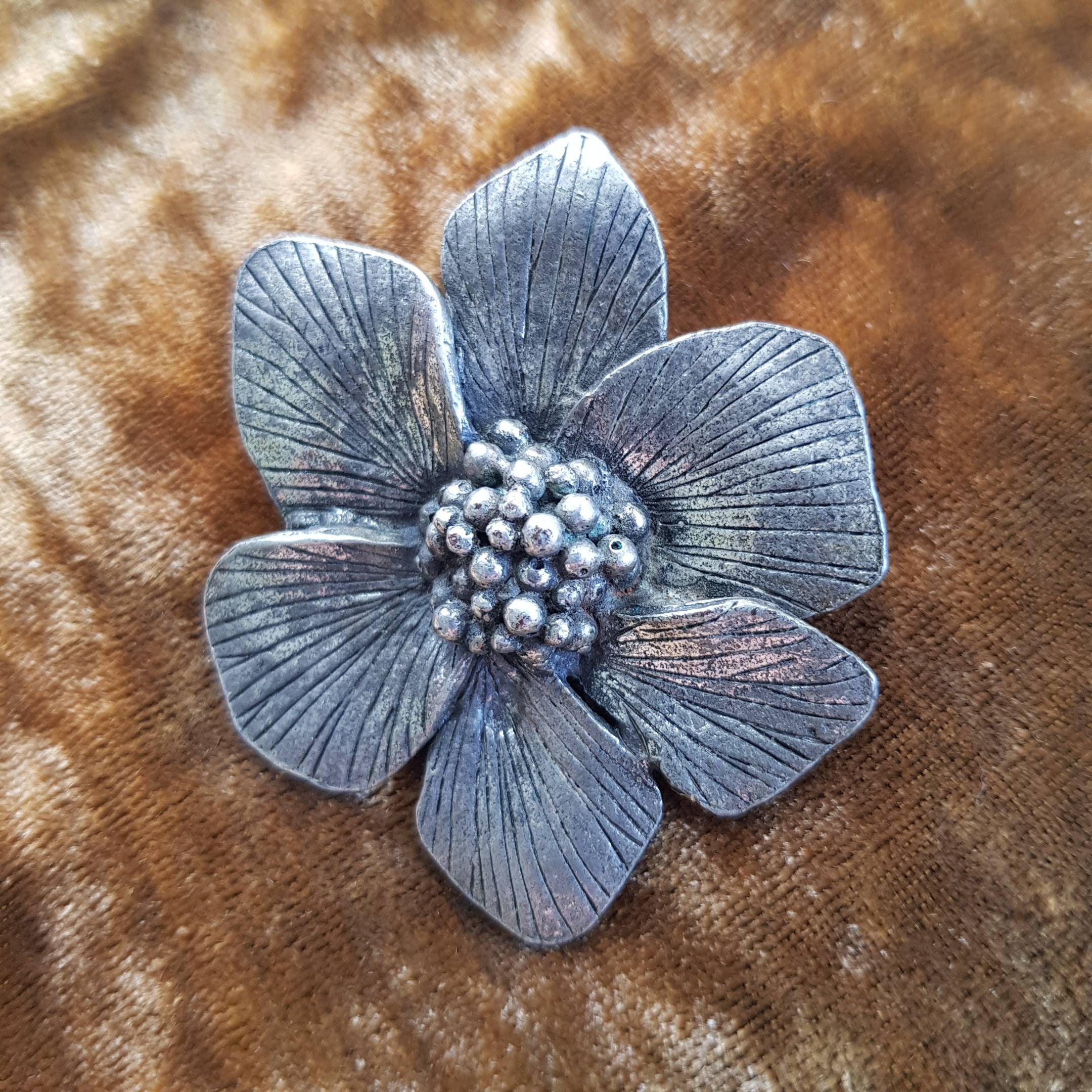 Signed vintage pewter brooch beautifully crafted by Miracle Etsy