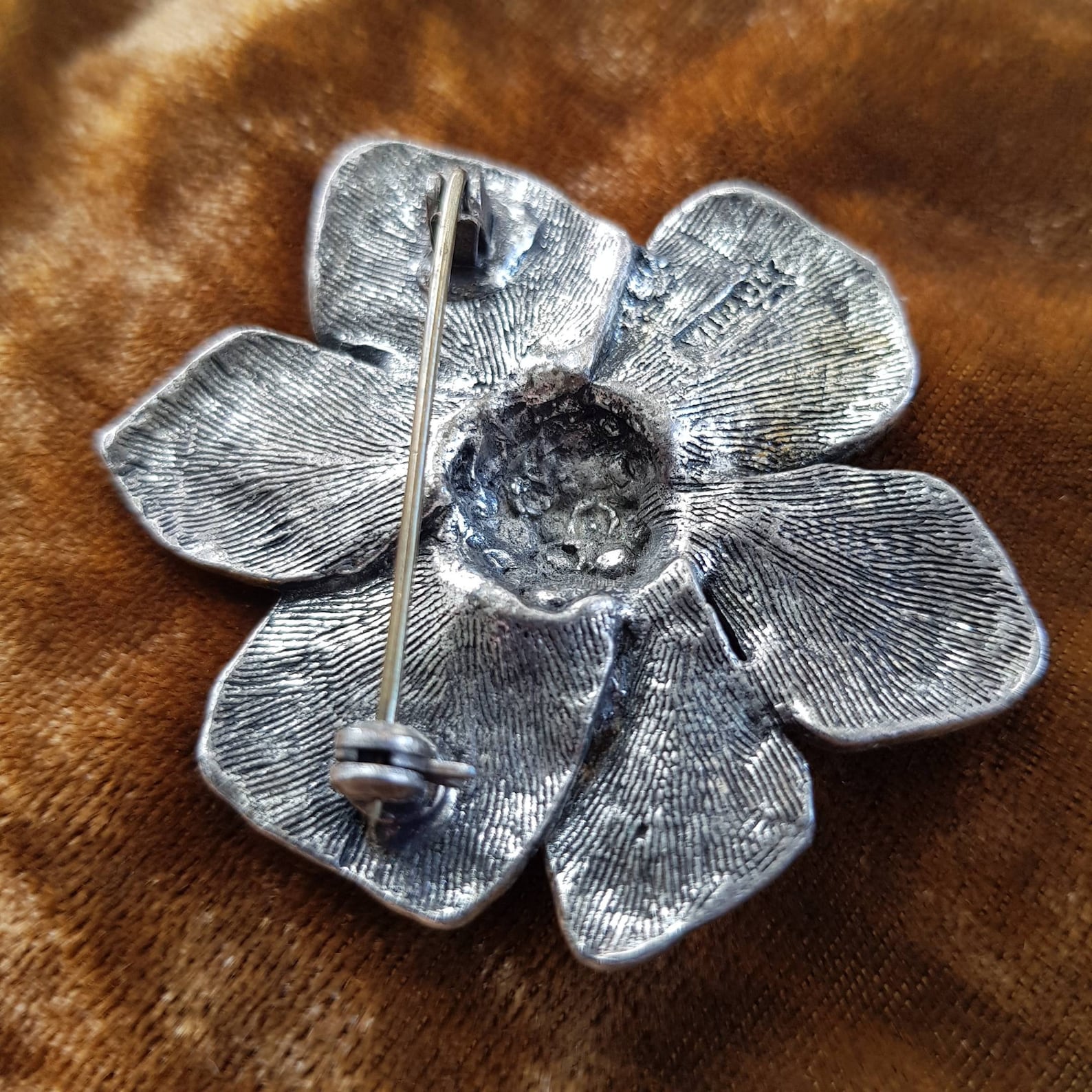 Signed vintage pewter brooch beautifully crafted by Miracle Etsy