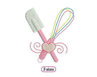 Mini Baking Tools Spatula Whisk Machine Embroidery design - 3 sizes - INSTANT DOWNLOAD