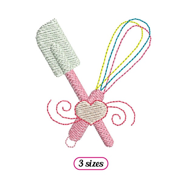 Mini Baking Tools Spatula Whisk Machine Embroidery design - 3 sizes - INSTANT DOWNLOAD