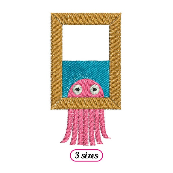 Framed Octopus Banksy Style Machine Embroidery design - 3 sizes - INSTANT DOWNLOAD