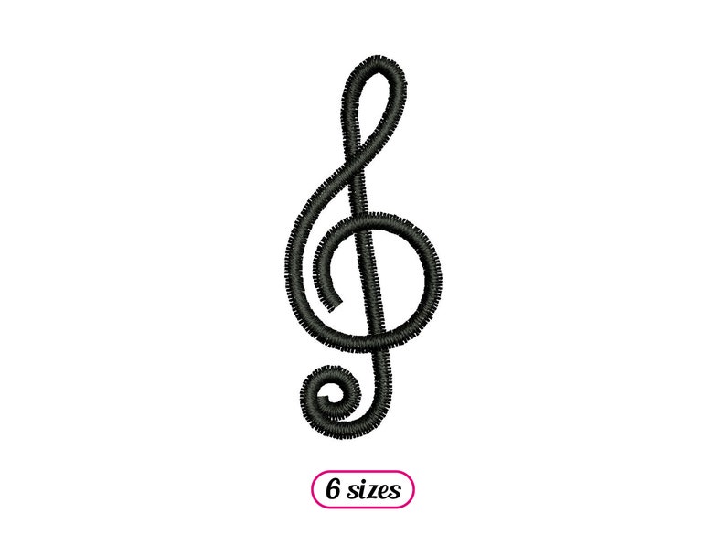 Mini Treble Clef Machine Embroidery design Treble Clef Silhouette Musical Note Linear Music Symbol G Clef Icon INSTANT DOWNLOAD image 1