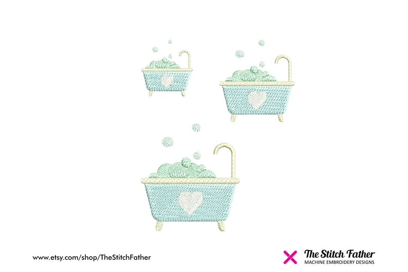 Mini Bath Machine Embroidery Design Bathtub Bathroom Etsy New Zealand