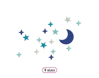 Starry Night Machine Embroidery design - 4 sizes - INSTANT DOWNLOAD