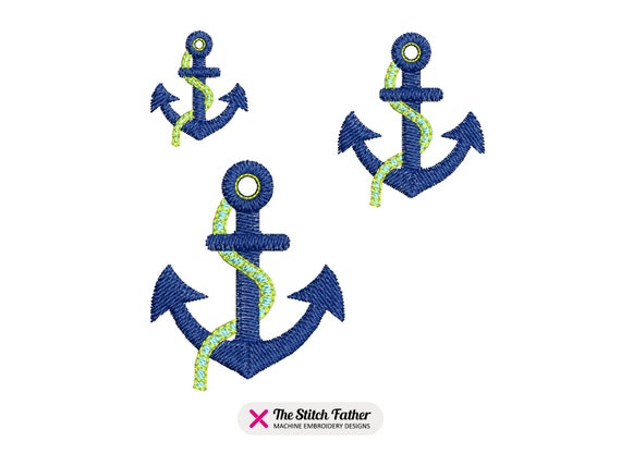Mini Boat Anchor With Rope Machine Embroidery Design 3 Sizes INSTANT  DOWNLOAD -  Canada