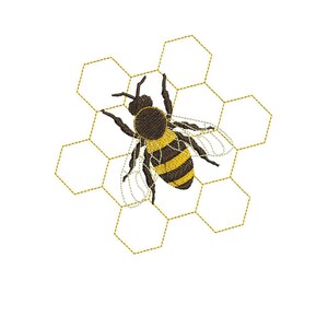 Mini Bee on Honeycomb Machine Embroidery Design - 3 Sizes - INSTANT ...