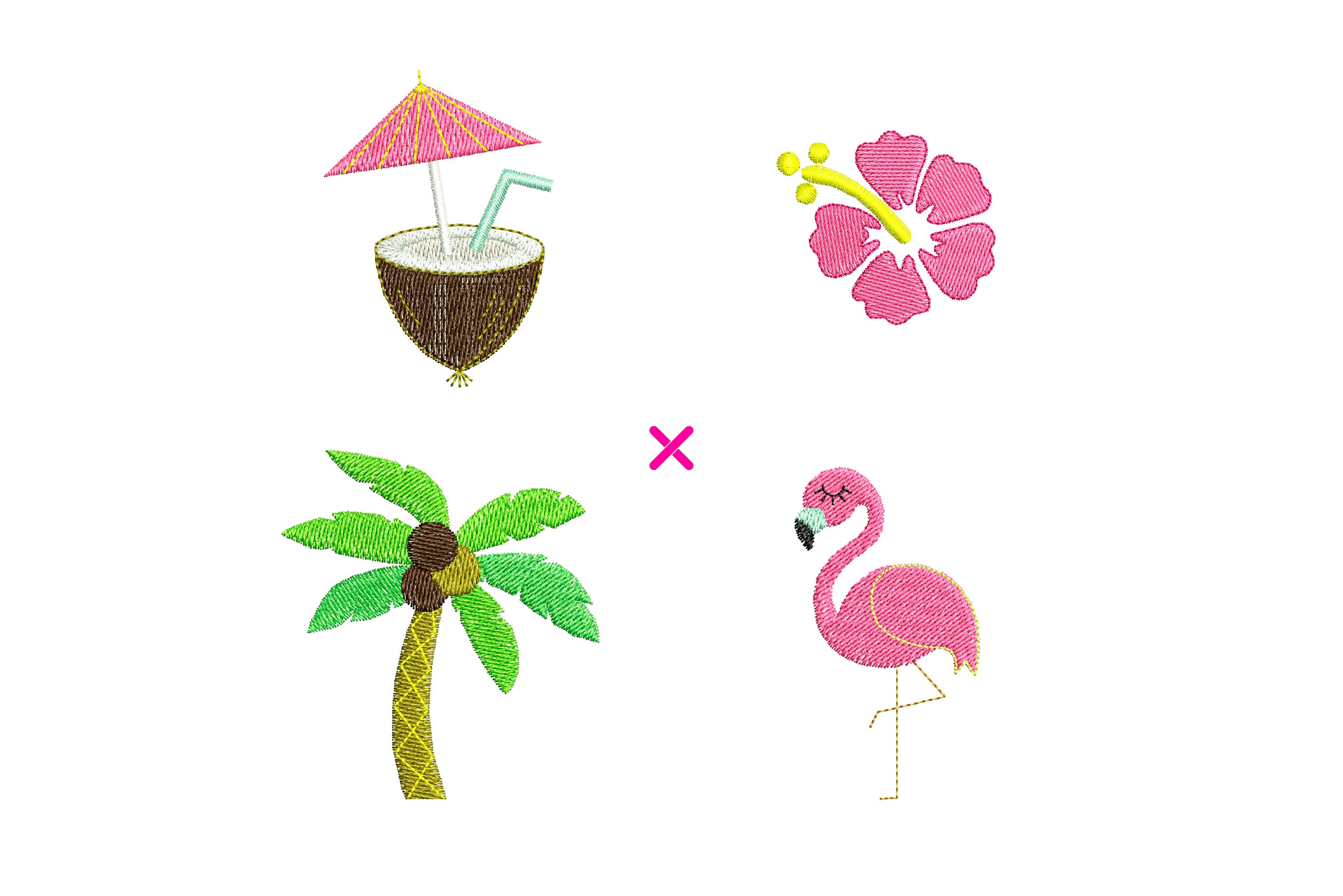 Flamingo Machine Embroidery Design Pink Flamingo Embroidery Pattern Exotic Green Leaves Embroidery Design Palm Leaf Embroidery Design