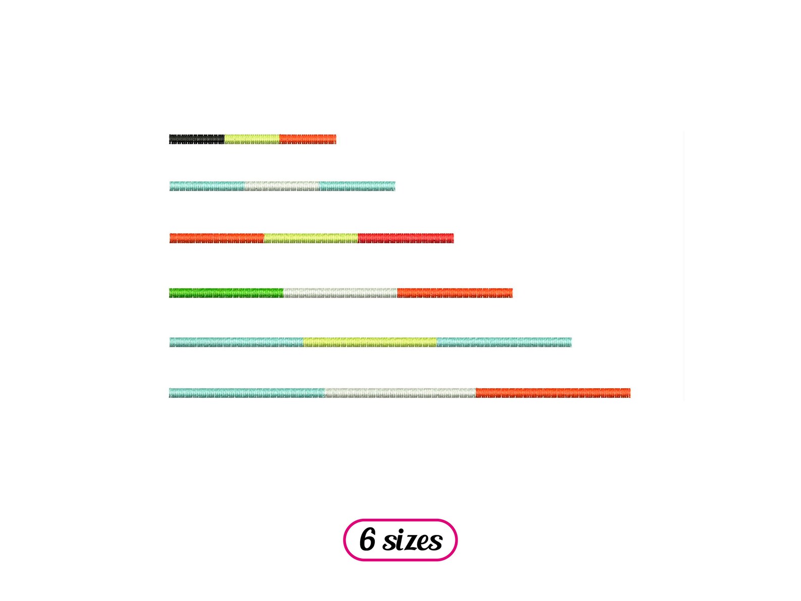 Horizontal Tricolor Line Machine Embroidery Design - 6 Sizes - INSTANT ...