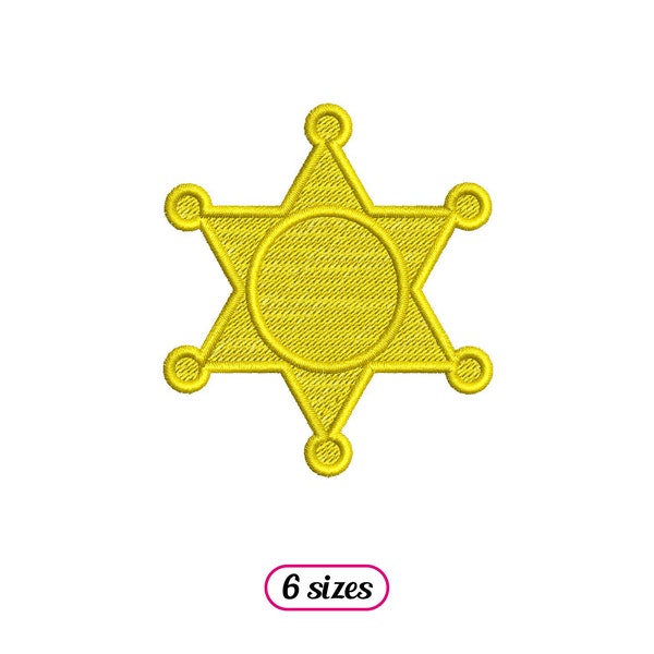 Mini Sheriff Star Badge Machine Embroidery design - 6 sizes - INSTANT DOWNLOAD