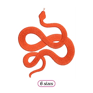 May include: Orange embroidered snake design, perfect for adding a touch of whimsy to your projects.  Available in 6 sizes.