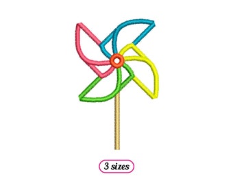 Mini disegno per ricamo a macchina con motivo a girandola a forma di linea - Ricamo a punto raso con contorno di girandola per bambini - DOWNLOAD IMMEDIATO