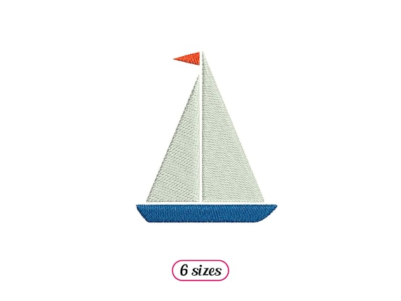 Elegant Sailing Boat Machine Embroidery design - 6 sizes - INSTANT DOWNLOAD