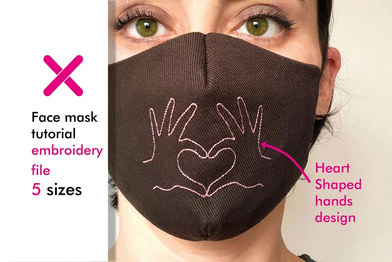 Face Mask Machine Embroidery Design Mask in the Hoop Heart Etsy