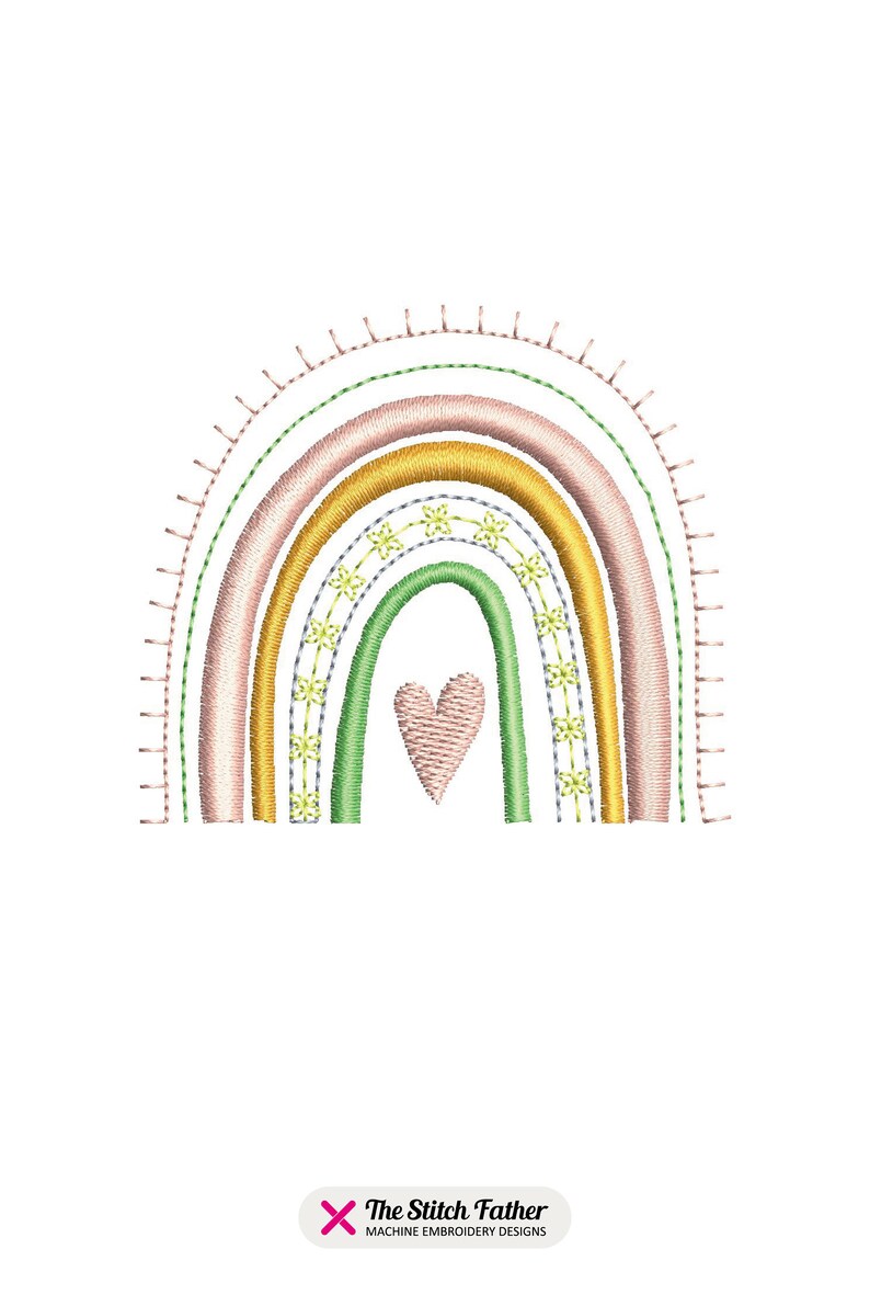 Mini Boho Rainbow Heart Machine Embroidery Design - 3 Sizes - INSTANT ...