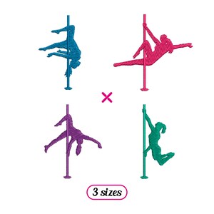 Mini Pole Dance Silhouetten Set Maschinenstickerei - Leg Hang, Hook, Viva, Carousel - 3 Größen - SOFORT DOWNLOAD