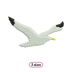 ミニカモメフライングマシン刺繍デザイン - 小さなカモメサイドビューフィルステッチ - 動物鳥海事刺繍 - 即時ダウンロード