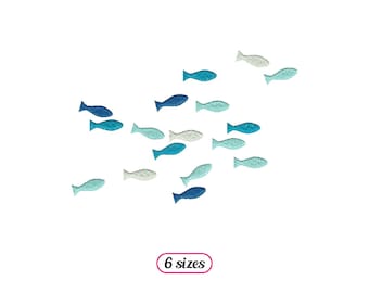Many Little Fish 5x7 Machine Embroidery – Large School of Fish – Multiple Fishes – Group of Fish – Wide Marine Pattern - INSTANT DOWNLOAD