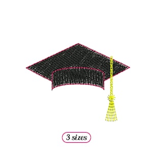 Diseño de bordado a máquina de birrete de graduación en miniatura - DESCARGA INSTANTÁNEA