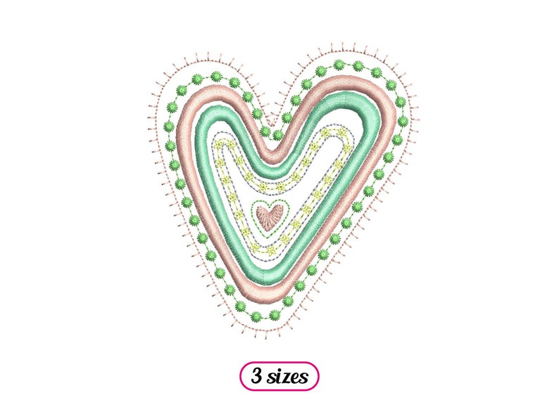 Heart Machine Embroidery Design – Cute Boho Heart Rainbow Style ...