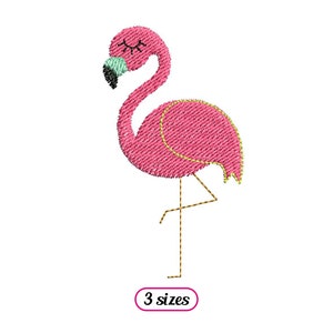 Mini Flamingo Machine Embroidery design – Pink Flamingo Bird - Animal Embroidery Girl – Summer Tropical Flamingo - INSTANT DOWNLOAD