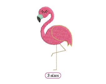 Mini Flamingo Machine Embroidery design – Pink Flamingo Bird - Animal Embroidery Girl – Summer Tropical Flamingo - INSTANT DOWNLOAD