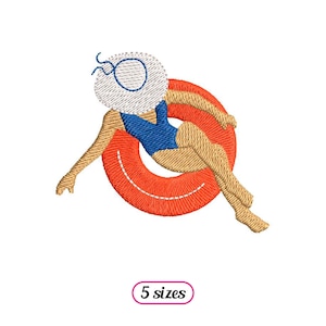 Disegno per ricamo a macchina con salvagente da donna retrò - 5 misure - DOWNLOAD IMMEDIATO