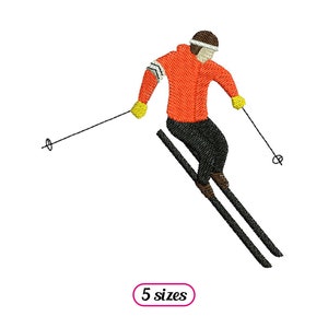 Wzór do haftu maszynowego „Slalom Skier” – 5 rozmiarów – NATYCHMIASTOWE POBIERANIE